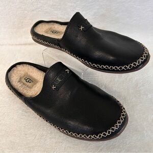 Ugg Women's Slippers Size 5 Black Tamara Leather Shearling Slip On